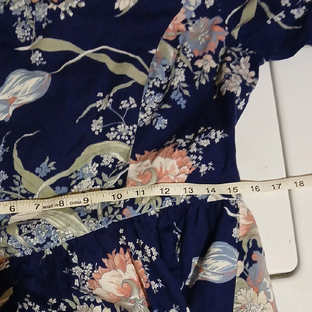 Vintage 80s 90s Y2k Navy Floral Midi Dress